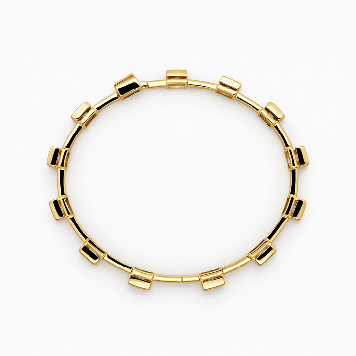 9.67 DEW Moissanite Station Bangle in 925 Yellow Gold Plated