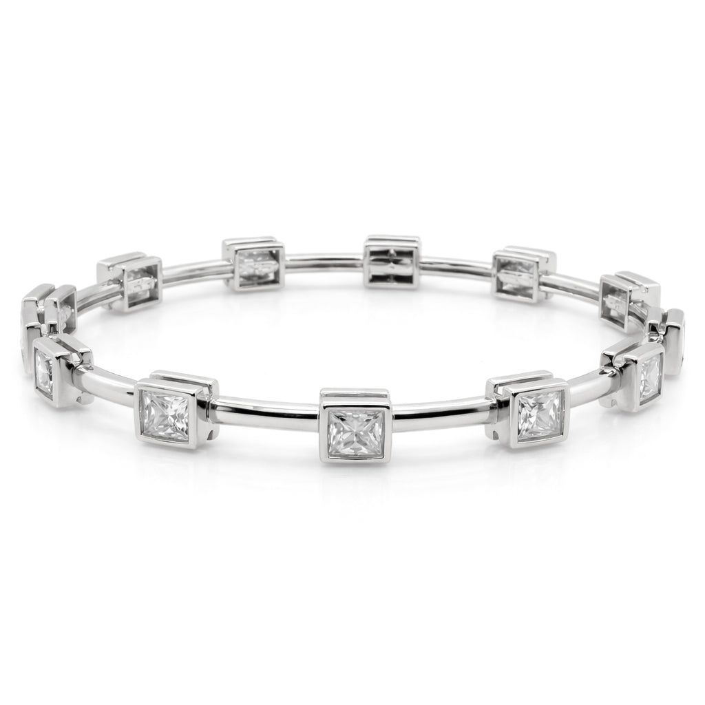 9.67 DEW Moissanite Station Bangle in 925 Platinum Plated