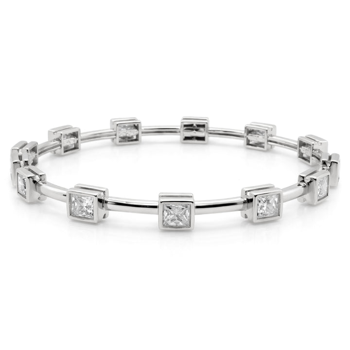 9.67 DEW Moissanite Station Bangle in 925 Platinum Plated