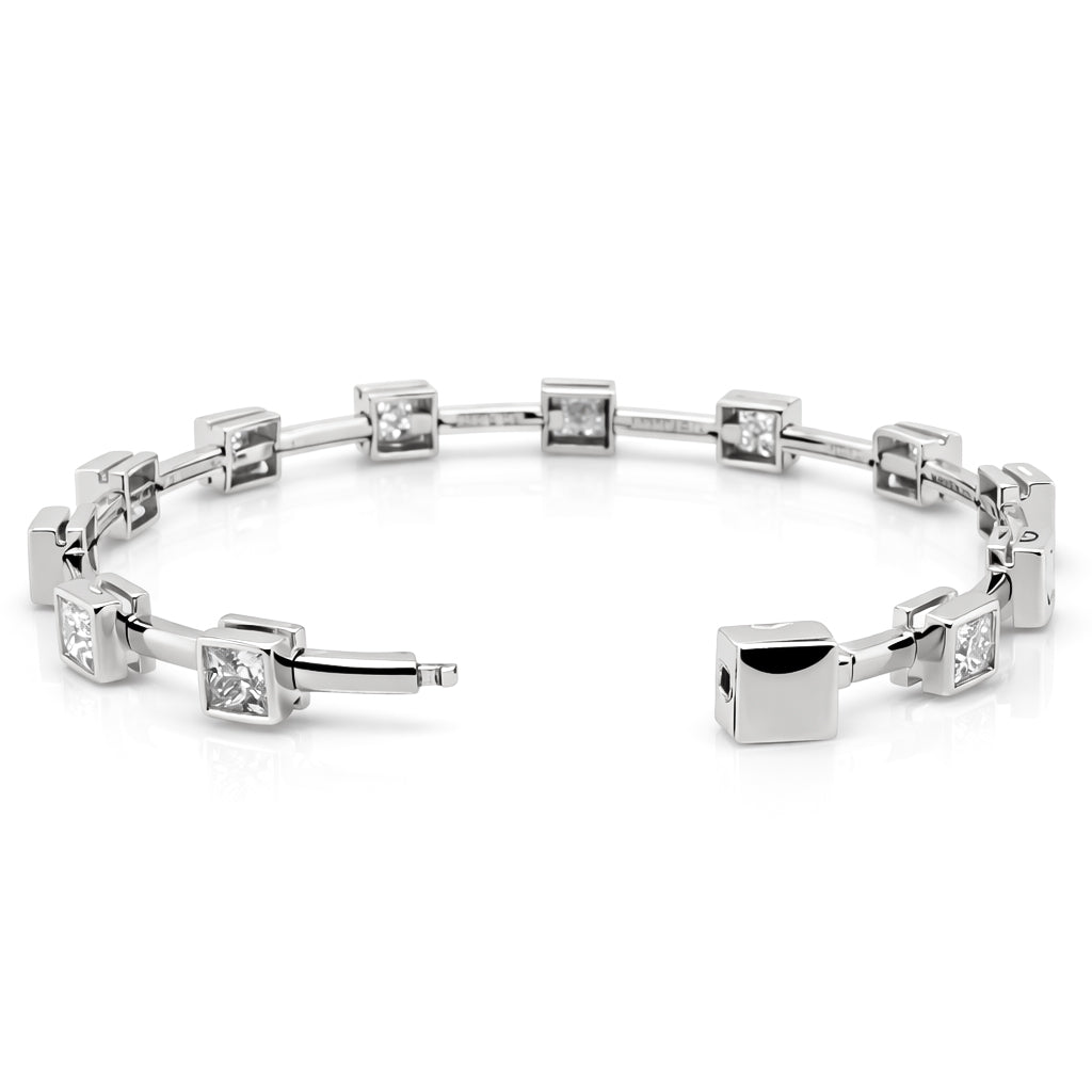 9.67 DEW Moissanite Station Bangle in 925 Platinum Plated