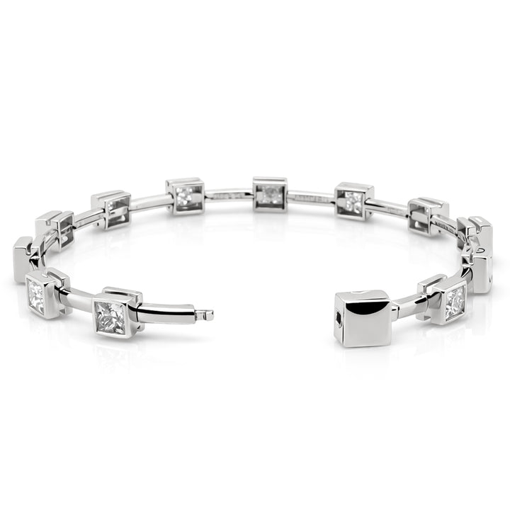 9.67 DEW Moissanite Station Bangle in 925 Platinum Plated