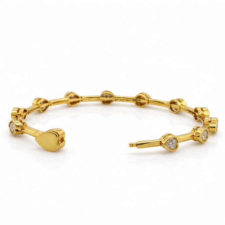 6.07 DEW Moissanite Station Bangle in 925 Yellow Gold Plated