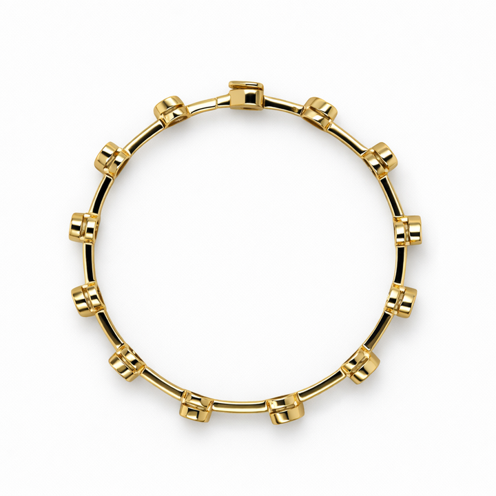 6.07 DEW Moissanite Station Bangle in 925 Yellow Gold Plated