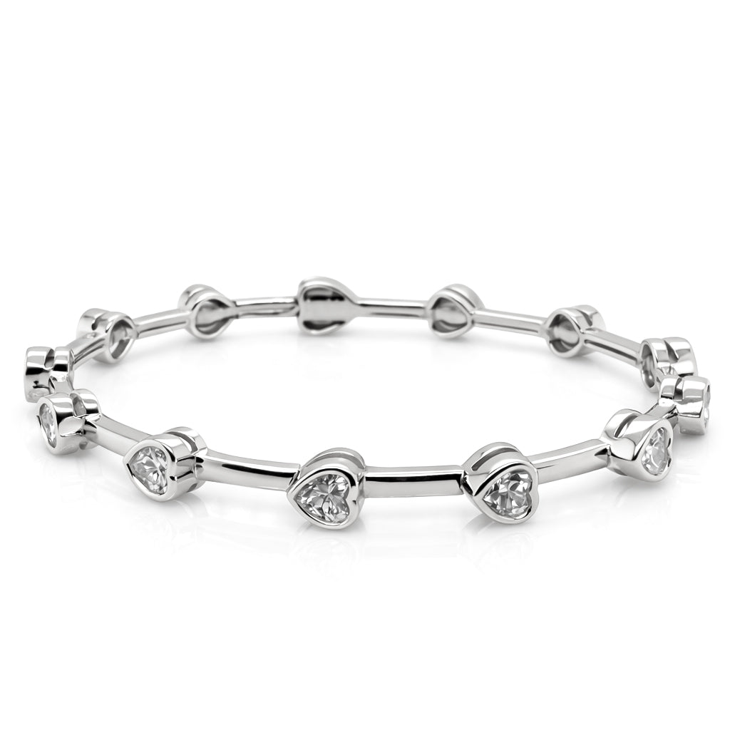 6.07 DEW Moissanite Station Bangle in 925 Platinum Plated