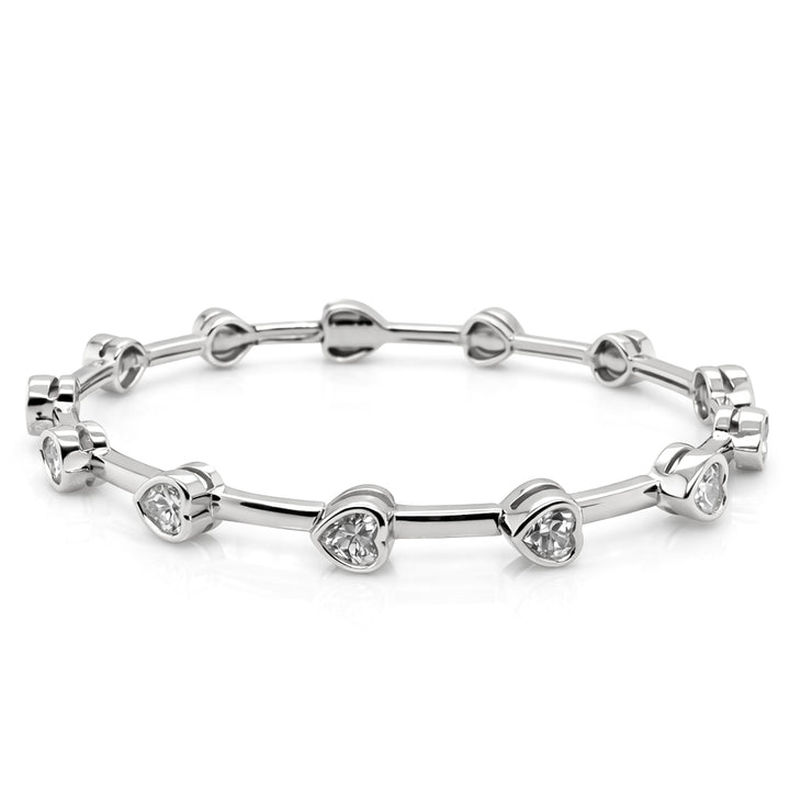 6.07 DEW Moissanite Station Bangle in 925 Platinum Plated