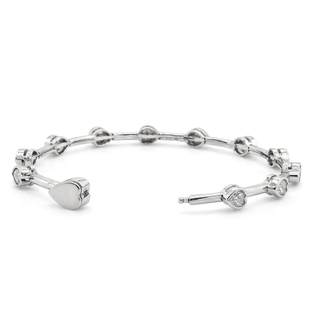 6.07 DEW Moissanite Station Bangle in 925 Platinum Plated