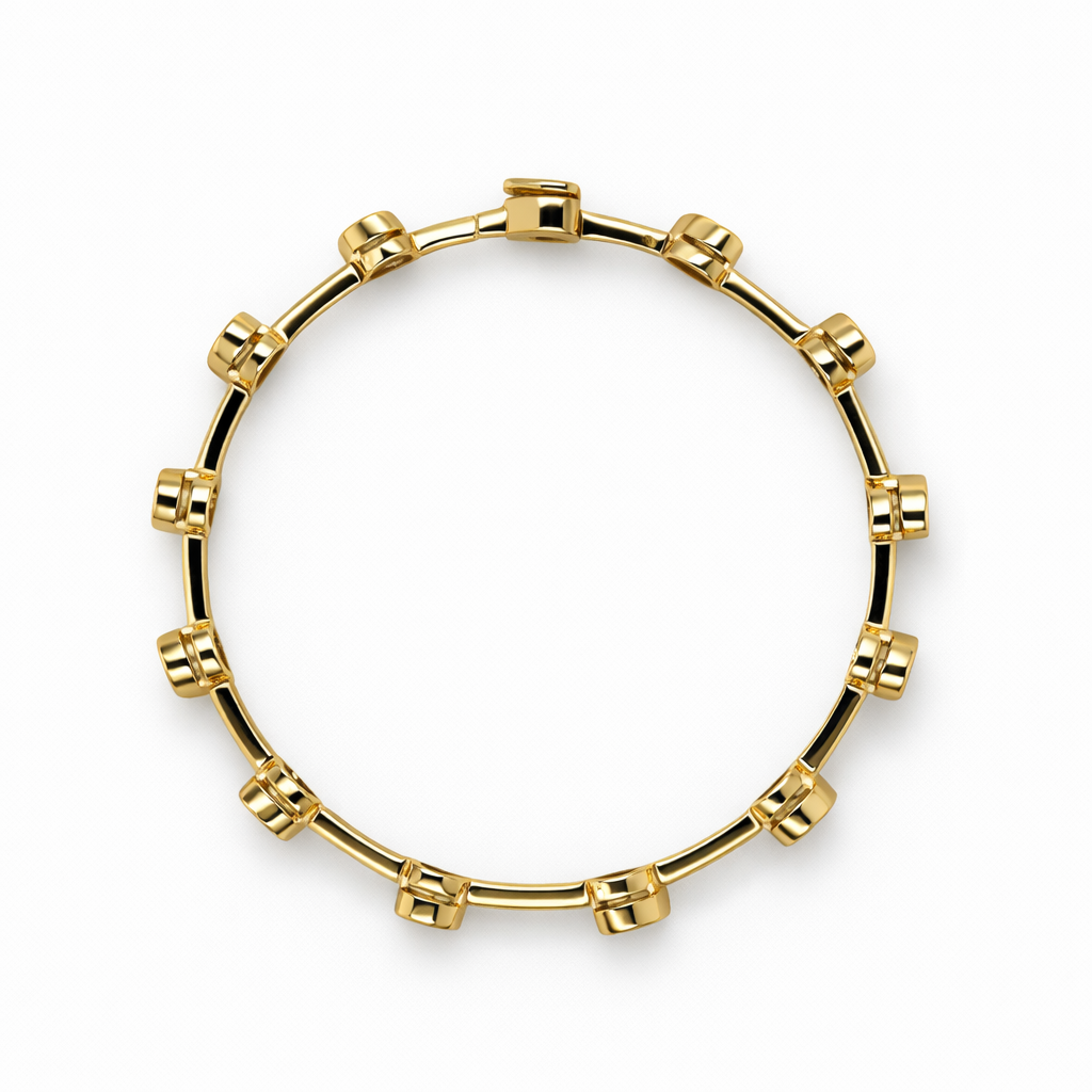 8.95 DEW Moissanite Station Bangle in 925 Yellow Gold Plated