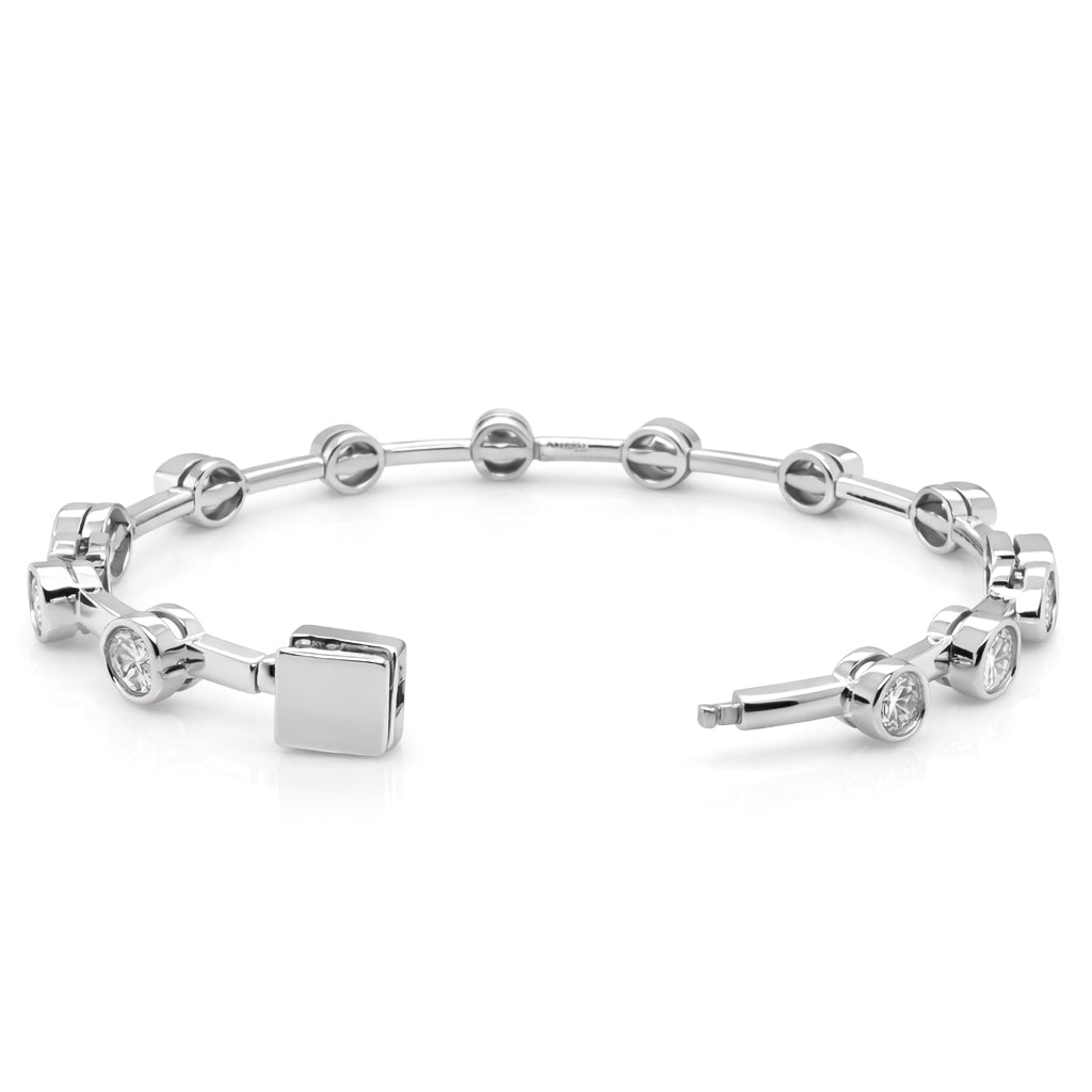 8.95 DEW Moissanite Station Bangle in 925 Platinum Plated
