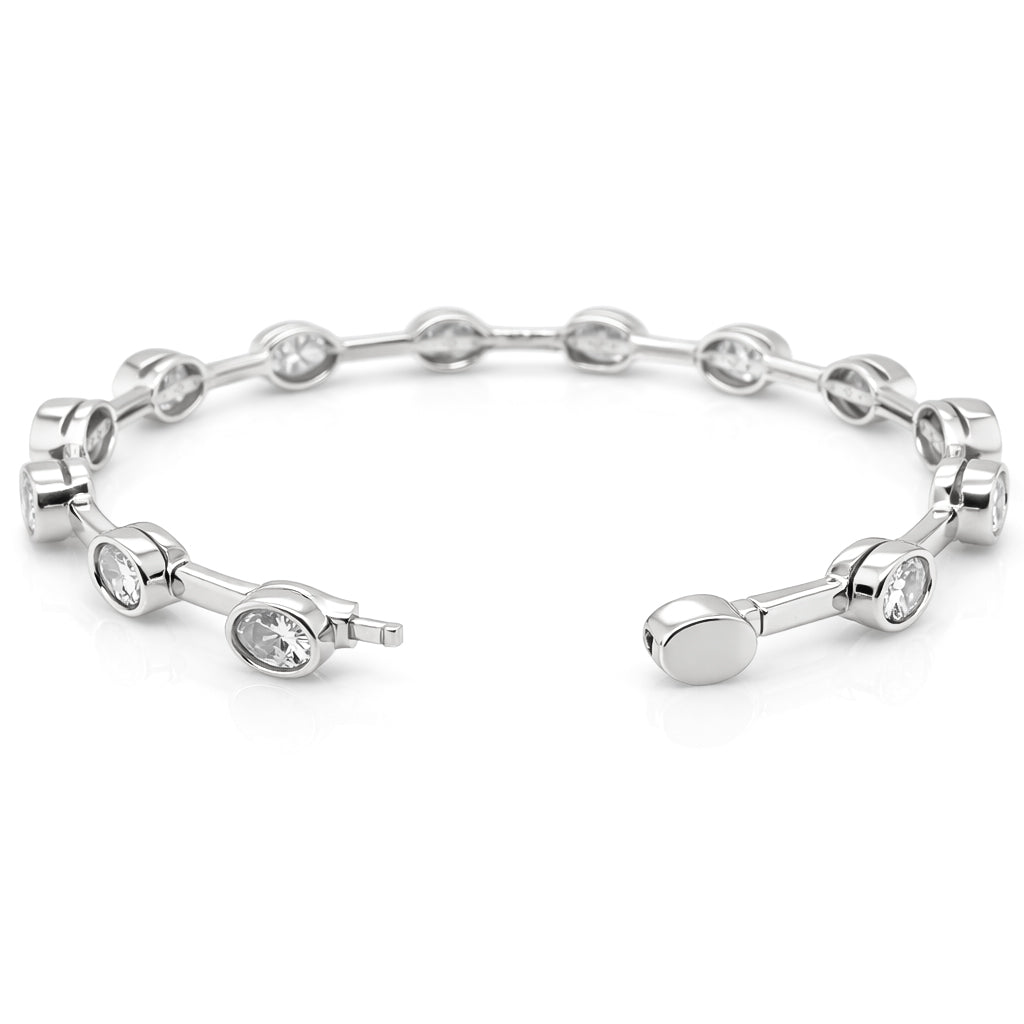 12.07 DEW Moissanite Station Bangle in 925 Platinum Plated