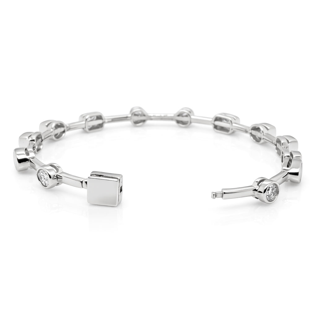 12.07 DEW Moissanite Station Bangle in 925 Platinum Plated