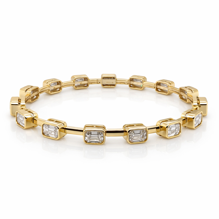 12.07 DEW Moissanite Station Bangle in 925 Yellow Gold Plated
