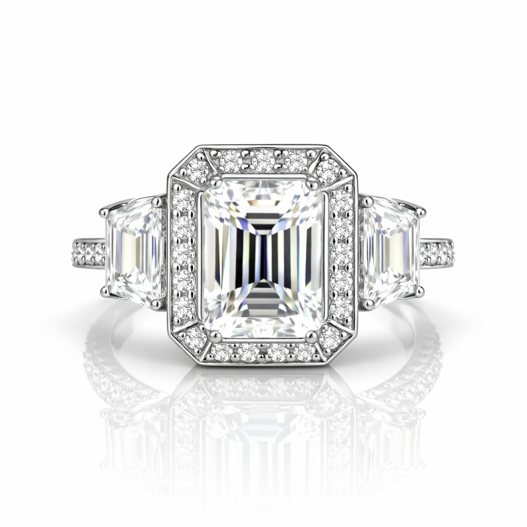 5.64 DEW Moissanite Ring in 925 Platinum Plated