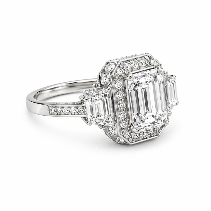 5.64 DEW Moissanite Ring in 925 Platinum Plated