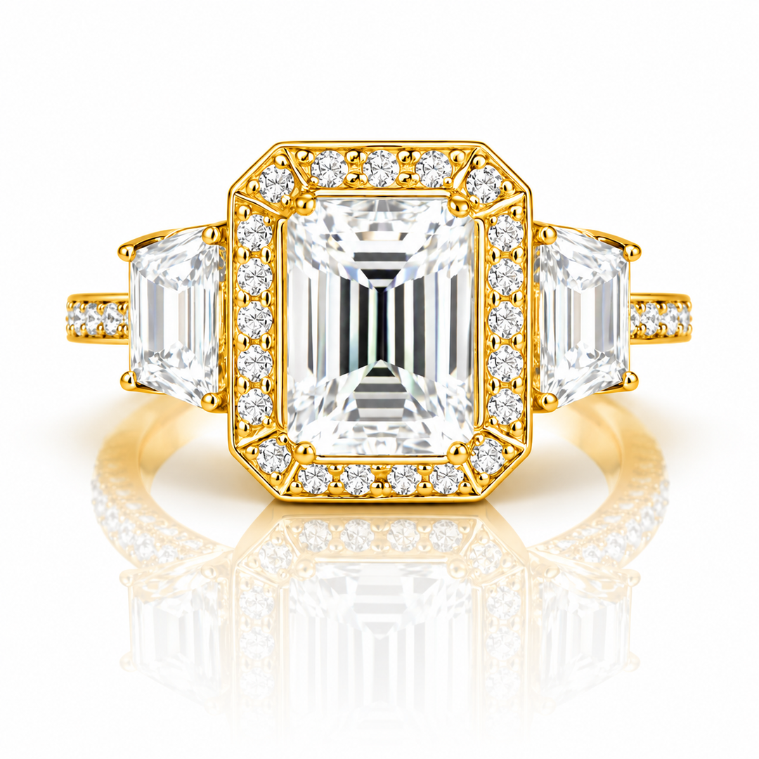 5.64 DEW Moissanite Ring in 925 Yellow Gold Plated