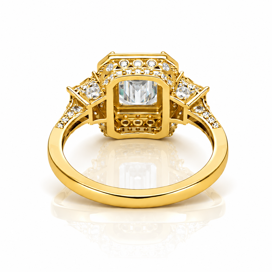 5.64 DEW Moissanite Ring in 925 Yellow Gold Plated