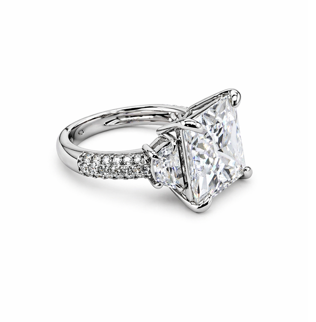 10.29 DEW Moissanite Ring in 925 Platinum Plated