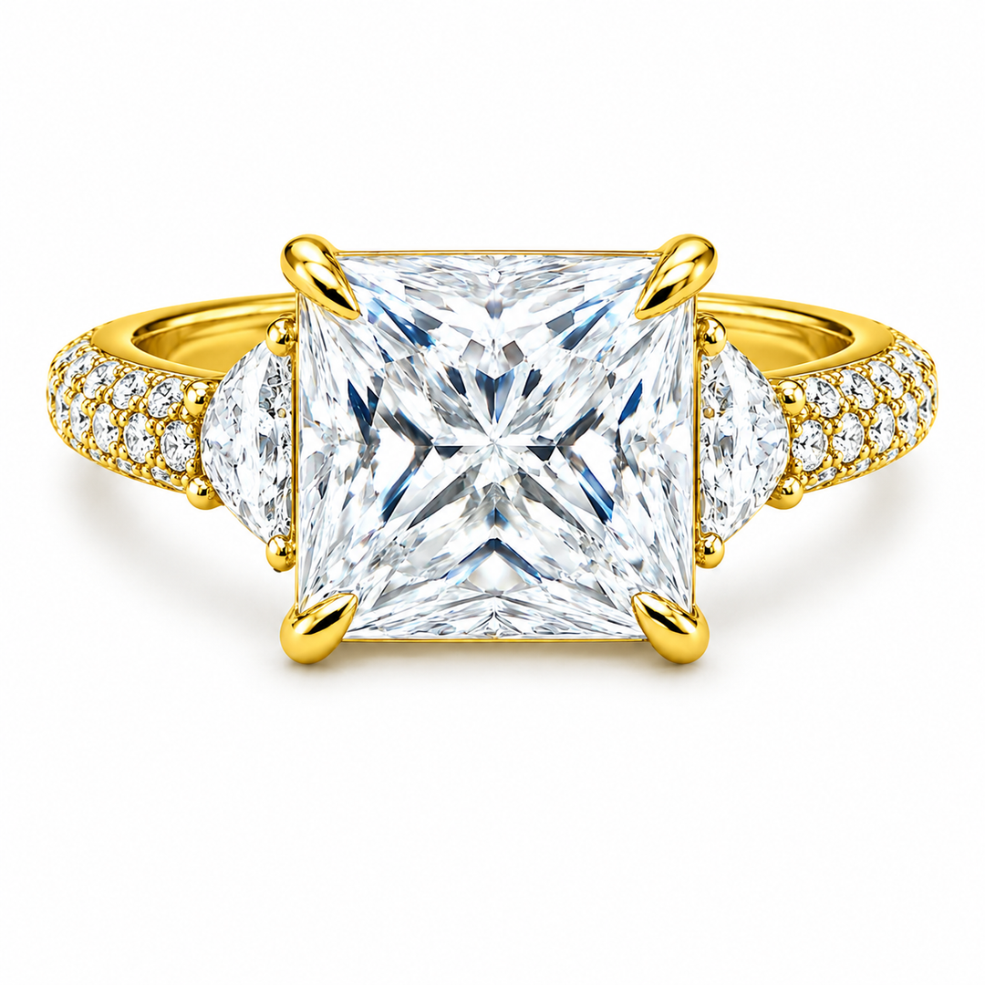 10.29 DEW Moissanite Ring in 925 Yellow Gold Plated