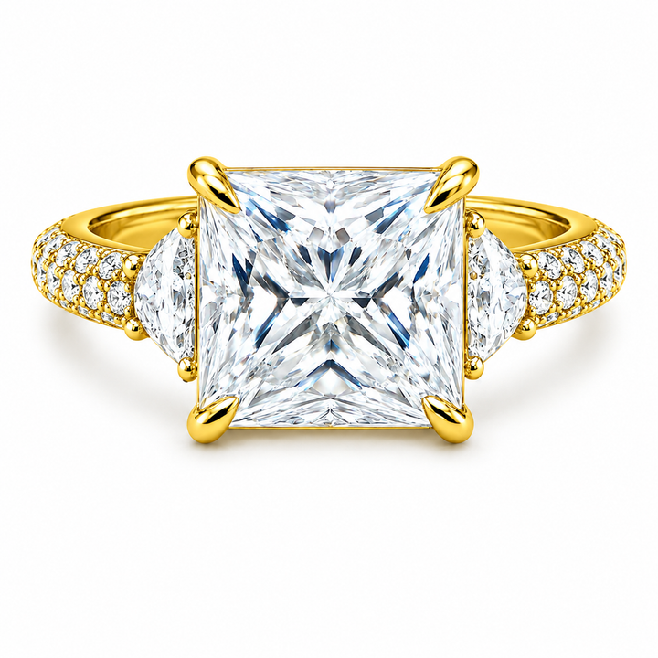 10.29 DEW Moissanite Ring in 925 Yellow Gold Plated