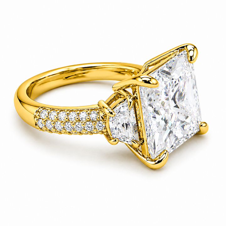 10.29 DEW Moissanite Ring in 925 Yellow Gold Plated
