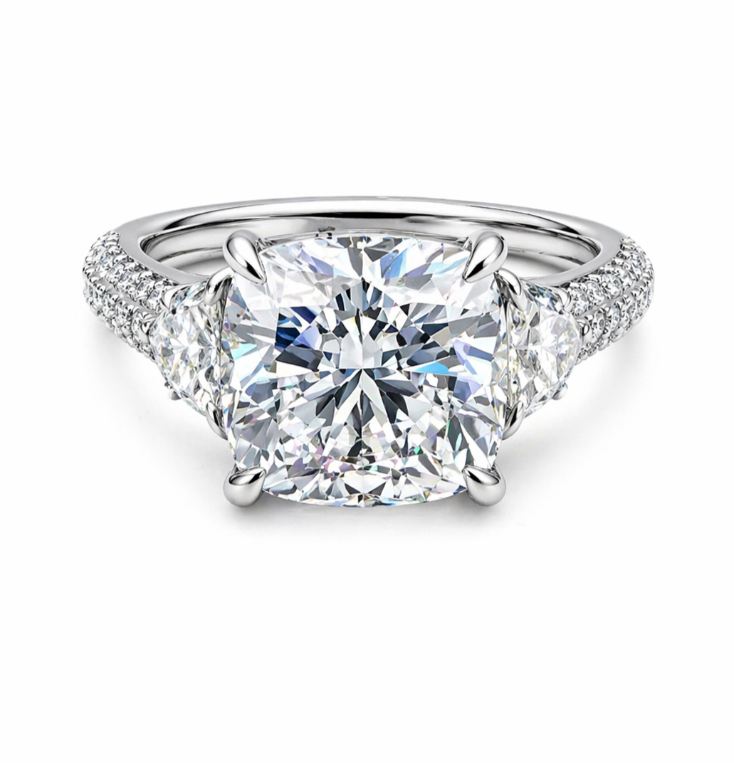 9.12 DEW Moissanite Ring in 925 Platinum Plated