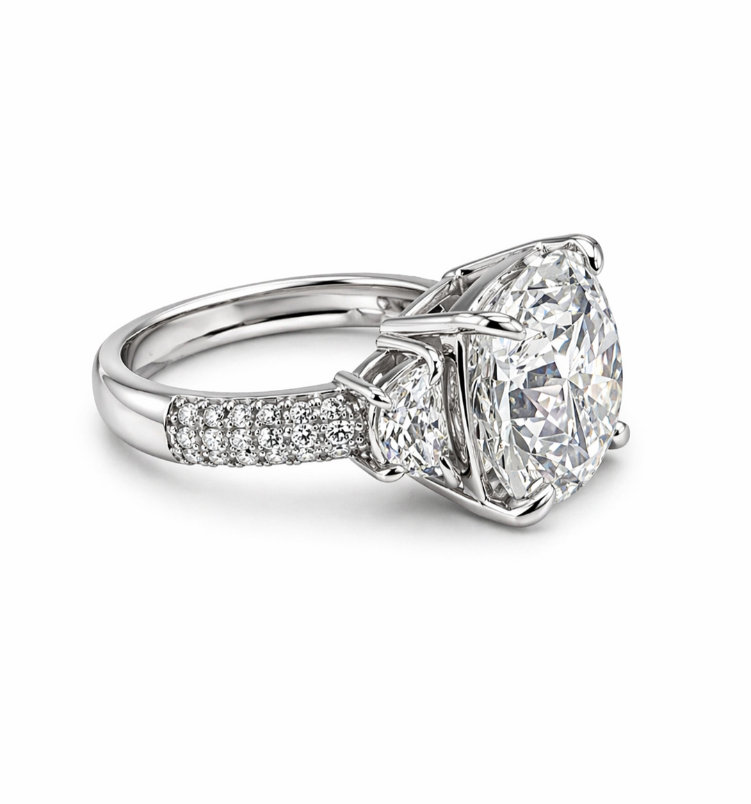 9.12 DEW Moissanite Ring in 925 Platinum Plated