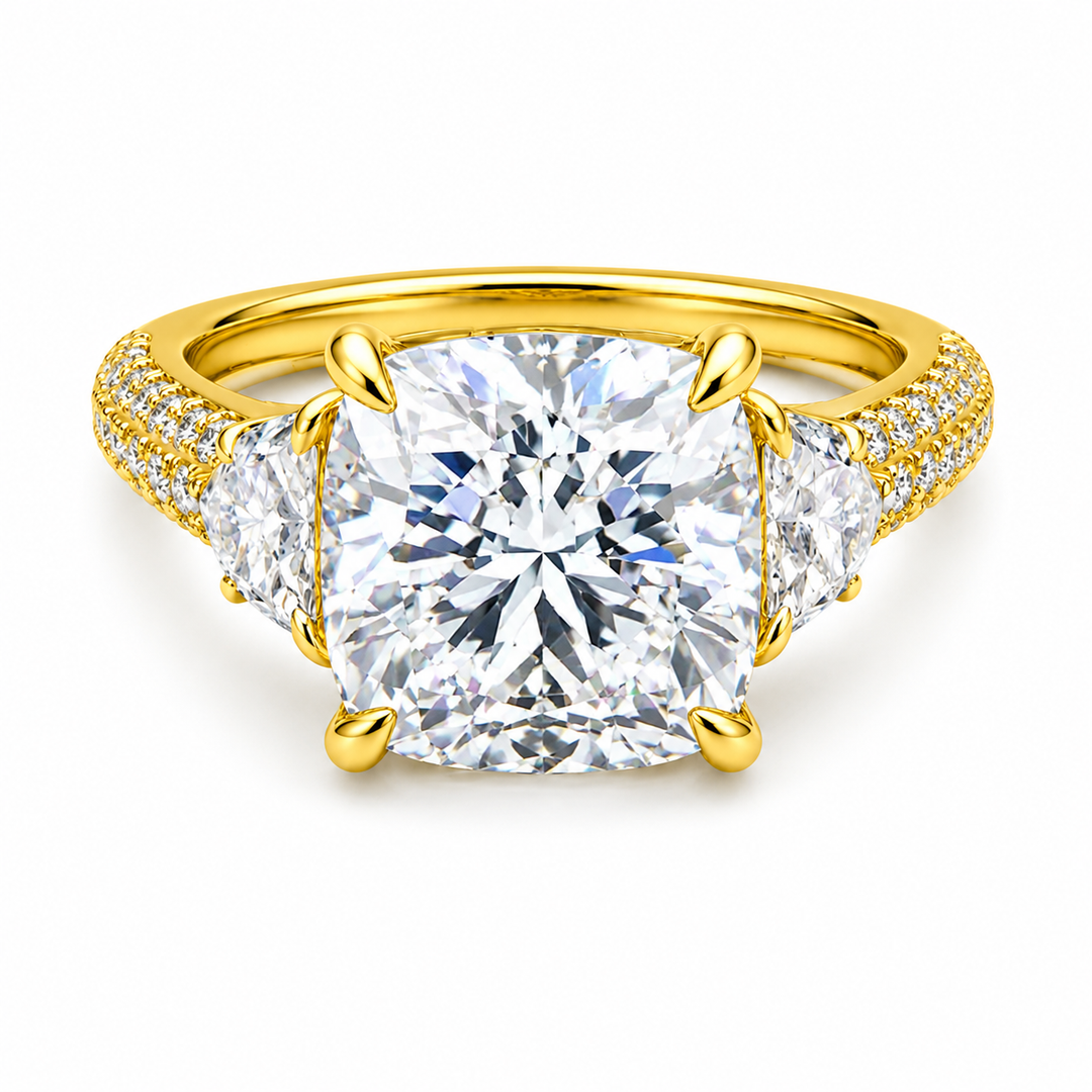 9.12 DEW Moissanite Ring in 925 Yellow Gold Plated