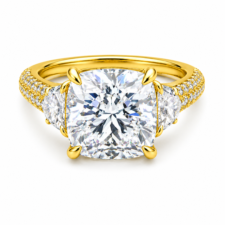 9.12 DEW Moissanite Ring in 925 Yellow Gold Plated