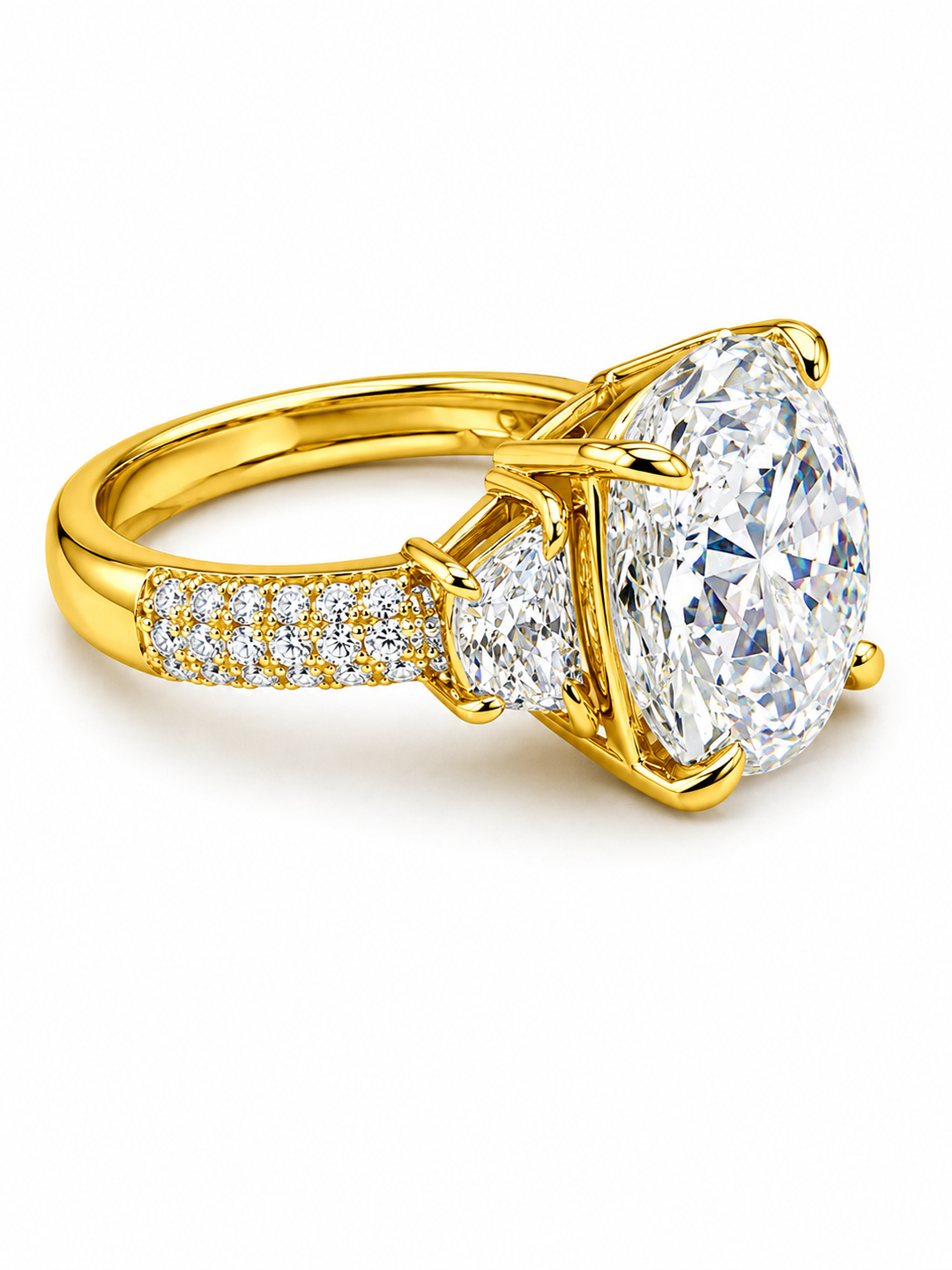 9.12 DEW Moissanite Ring in 925 Yellow Gold Plated