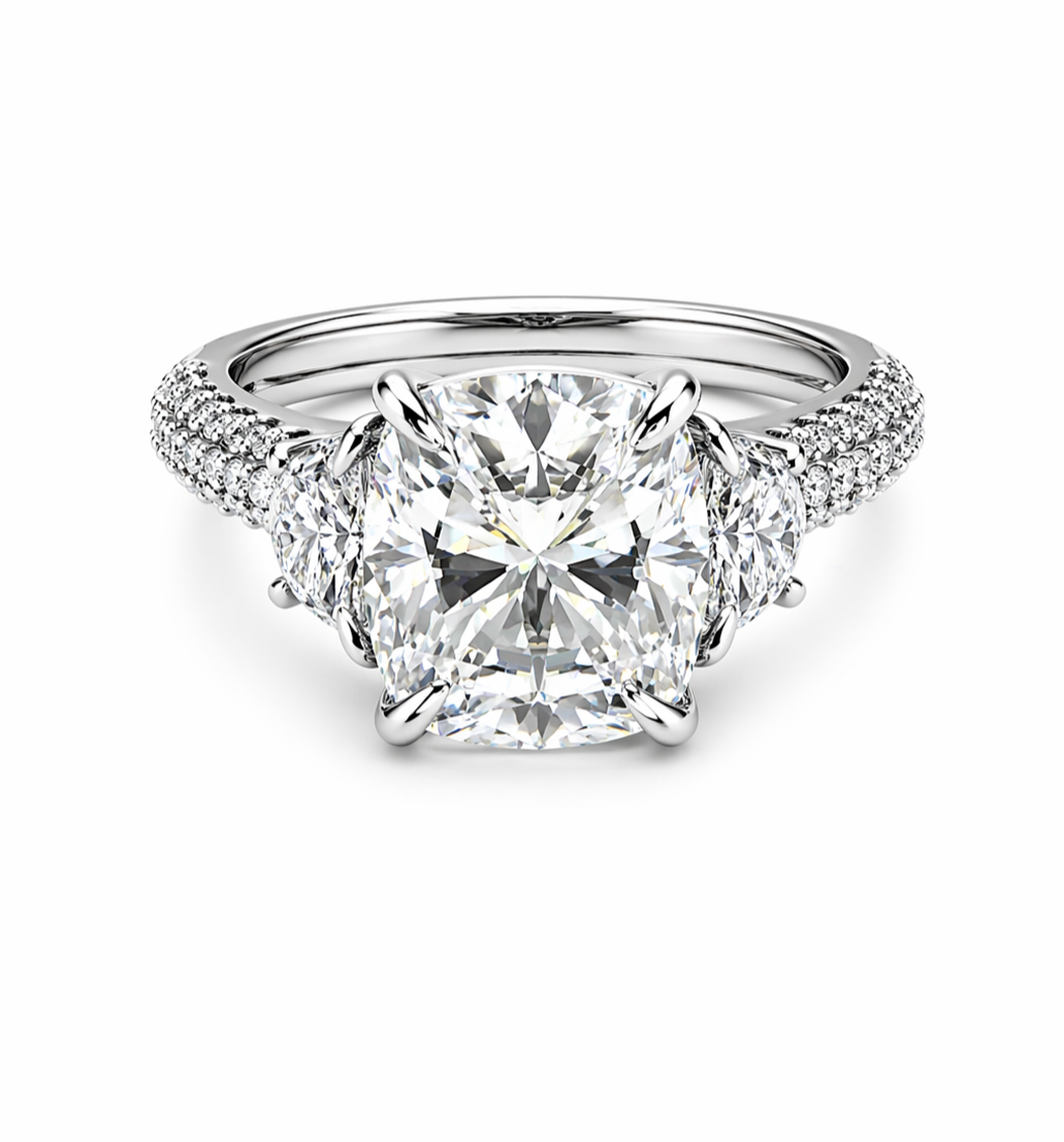 6.14 DEW Moissanite Ring in 925 Platinum Plated