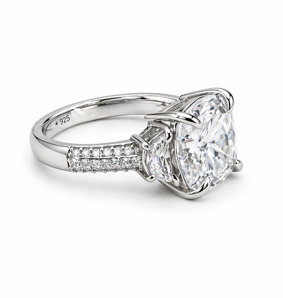 6.14 DEW Moissanite Ring in 925 Platinum Plated