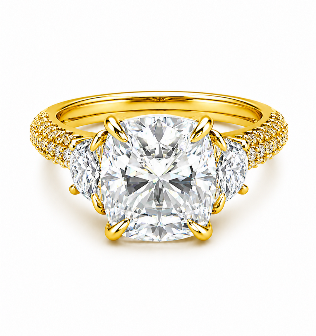 6.14 DEW Moissanite Ring in 925 Yellow Gold Plated