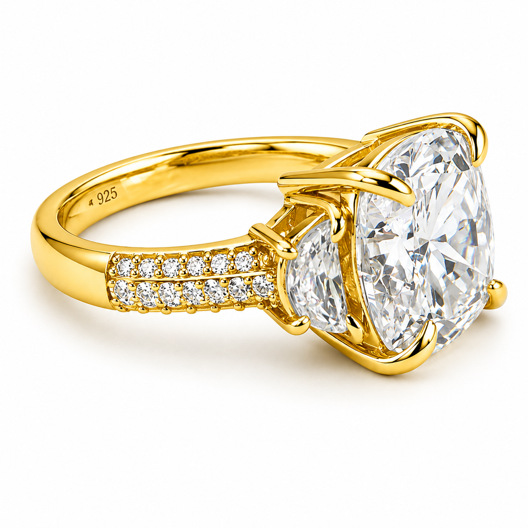 6.14 DEW Moissanite Ring in 925 Yellow Gold Plated