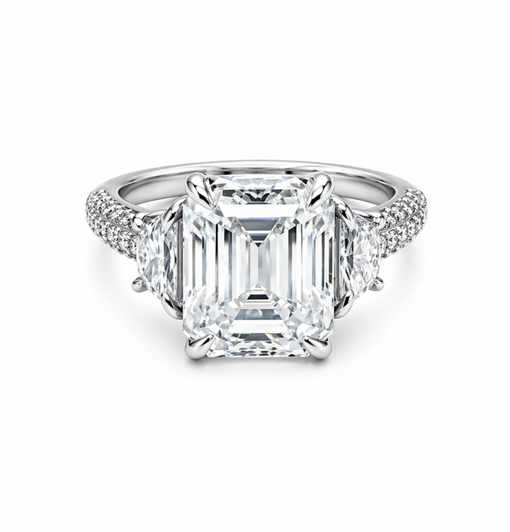 7.63 DEW Moissanite Ring in 925 Platinum Plated