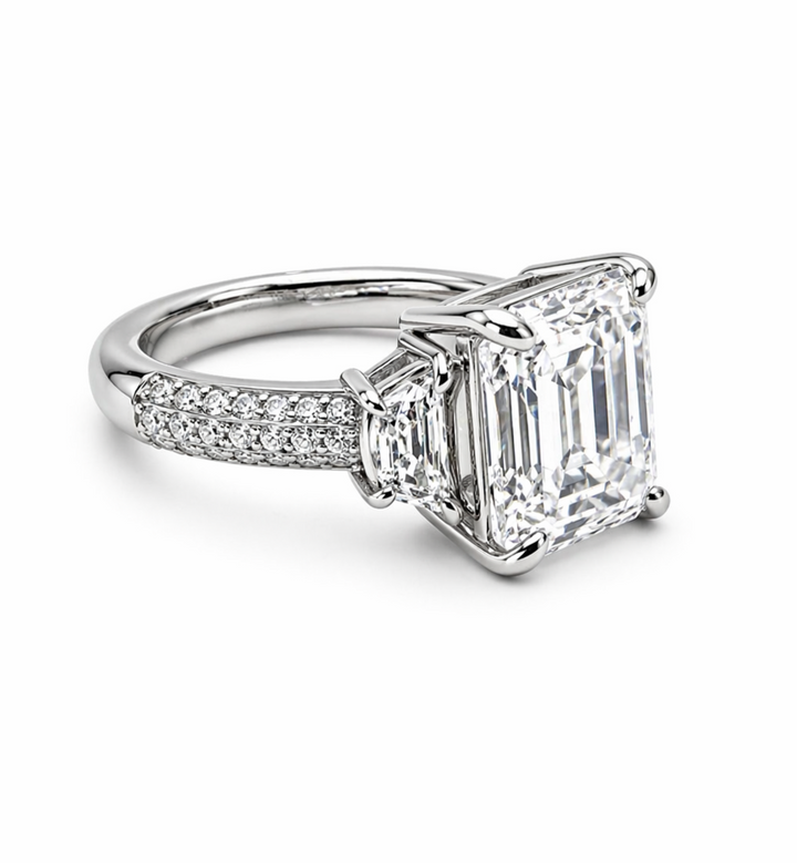 7.63 DEW Moissanite Ring in 925 Platinum Plated