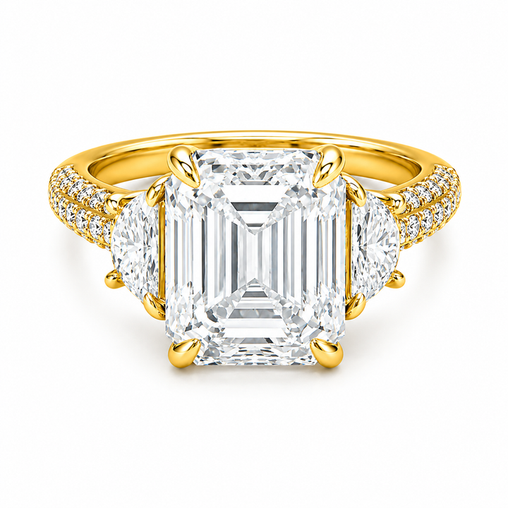 7.63 DEW Moissanite Ring in 925 Yellow Gold Plated