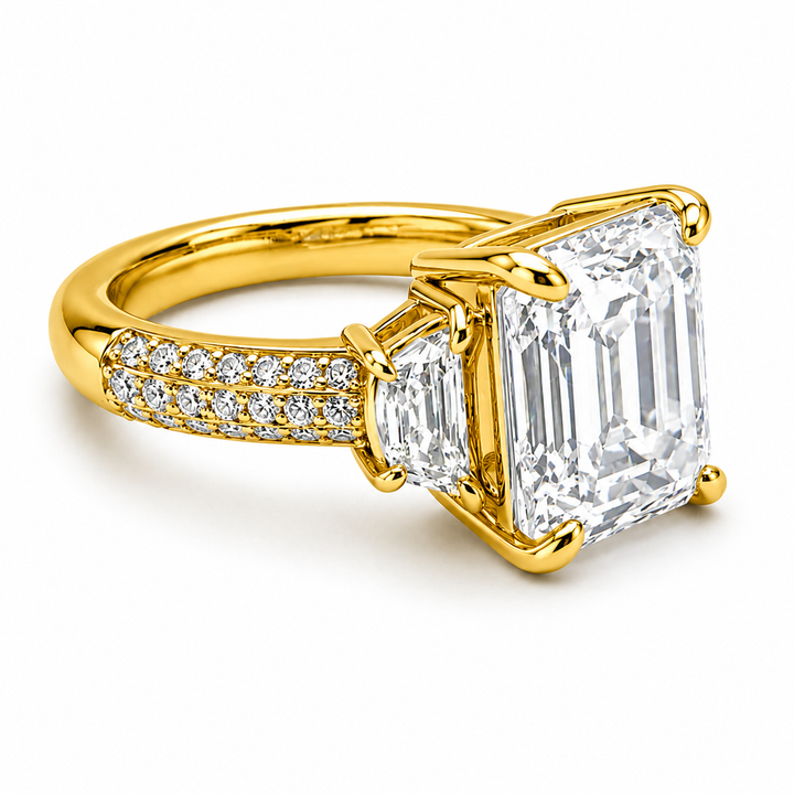 7.63 DEW Moissanite Ring in 925 Yellow Gold Plated