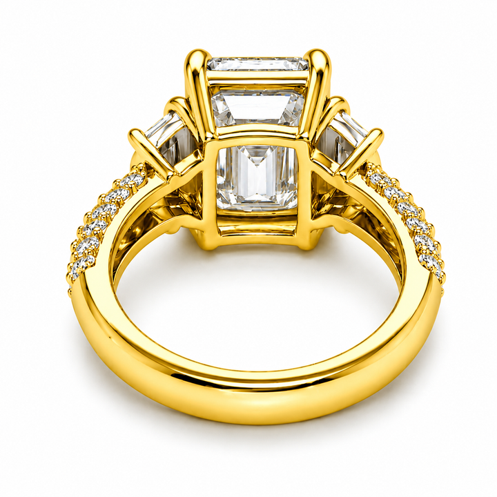 7.63 DEW Moissanite Ring in 925 Yellow Gold Plated