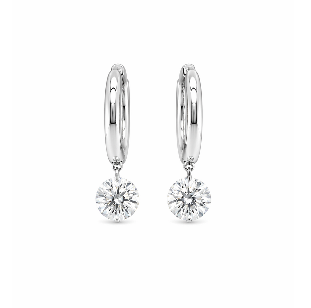 1.92 DEW Moissanite Earring in 925 Platinum Plated