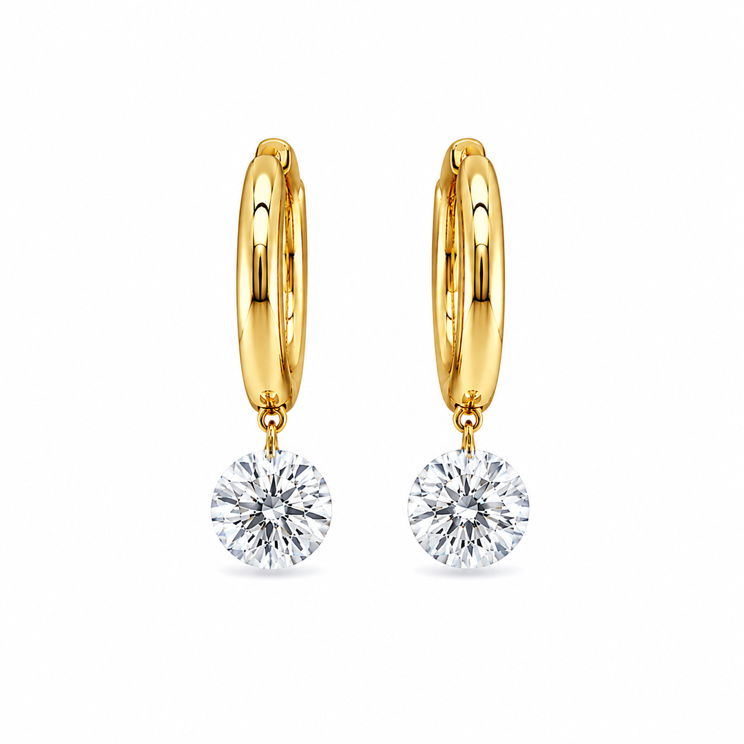 1.92 DEW Moissanite Earring in 925 Yellow Gold Plated
