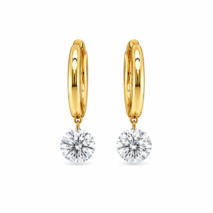 1.92 DEW Moissanite Earring in 925 Yellow Gold Plated