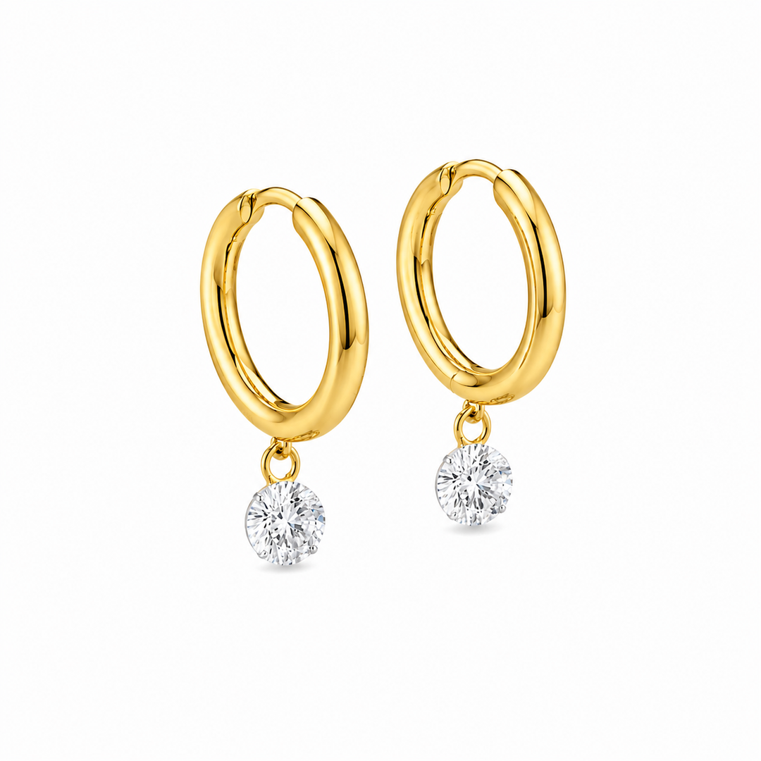 1.92 DEW Moissanite Earring in 925 Yellow Gold Plated