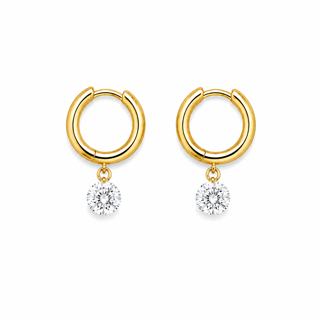 1.92 DEW Moissanite Earring in 925 Yellow Gold Plated