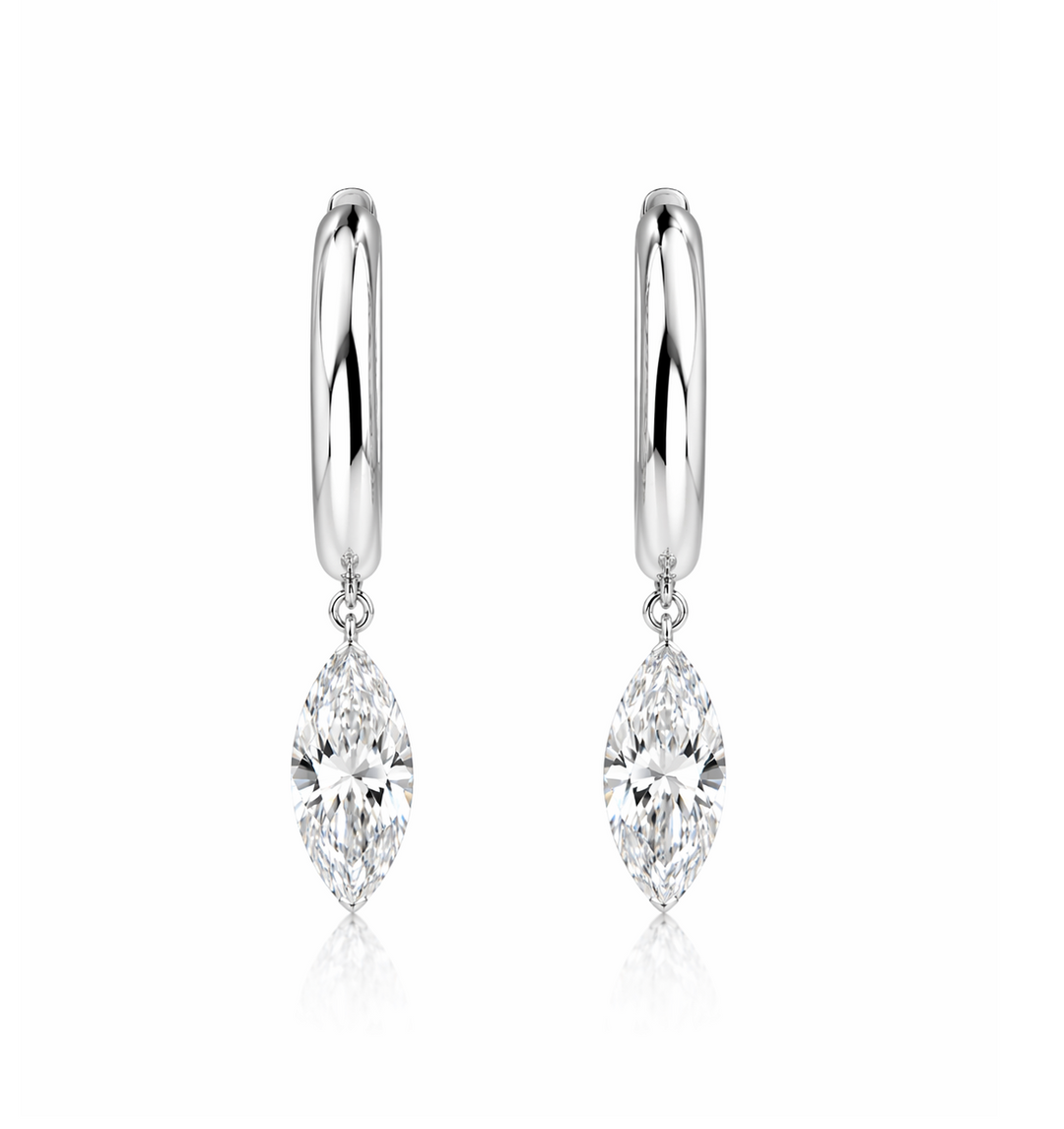 1.90 DEW Moissanite Earring in 925 Platinum Plated