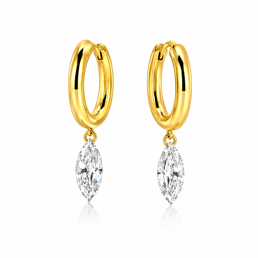 1.90 DEW Moissanite Earring in 925 Yellow Gold Plated