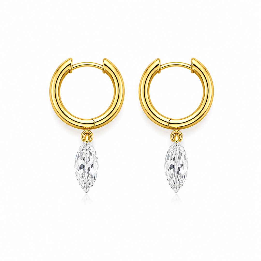 1.90 DEW Moissanite Earring in 925 Yellow Gold Plated