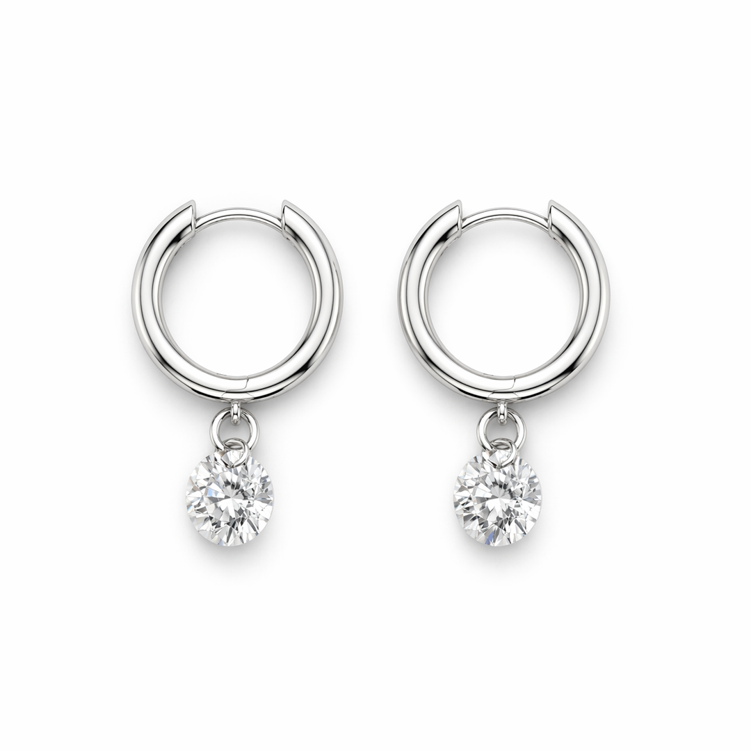 3.52 DEW Moissanite Earring in 925 Platinum Plated