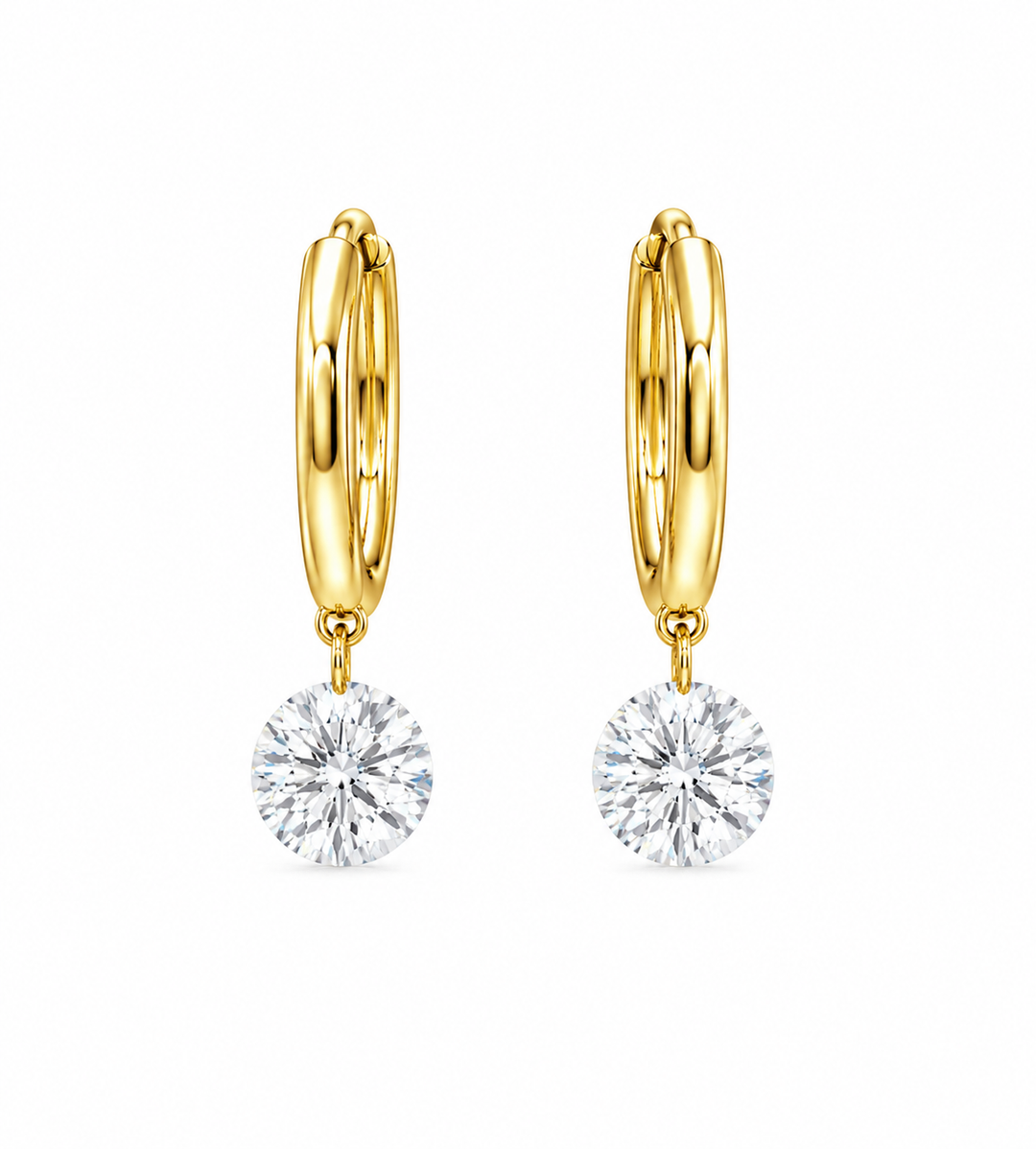 3.52 DEW Moissanite Earring in 925 Yellow Gold Plated