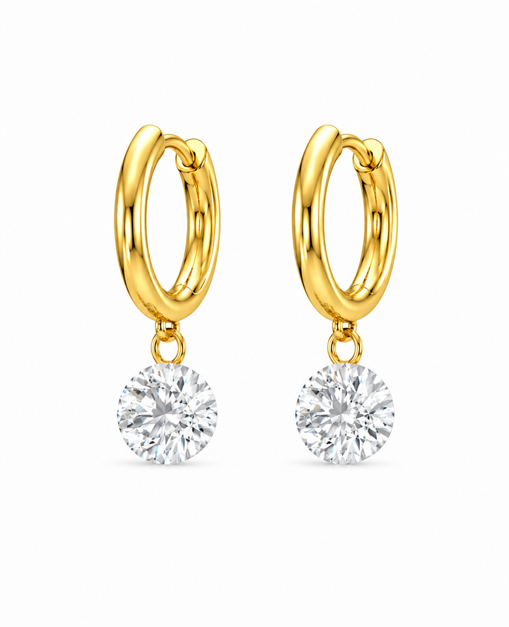 3.52 DEW Moissanite Earring in 925 Yellow Gold Plated