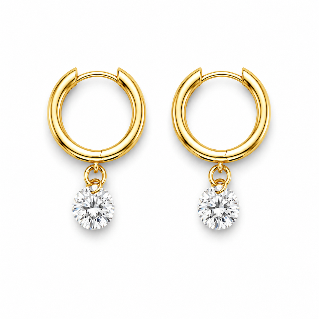3.52 DEW Moissanite Earring in 925 Yellow Gold Plated