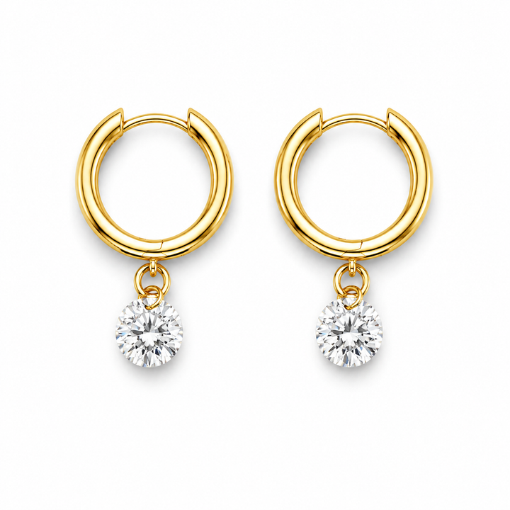 3.52 DEW Moissanite Earring in 925 Yellow Gold Plated